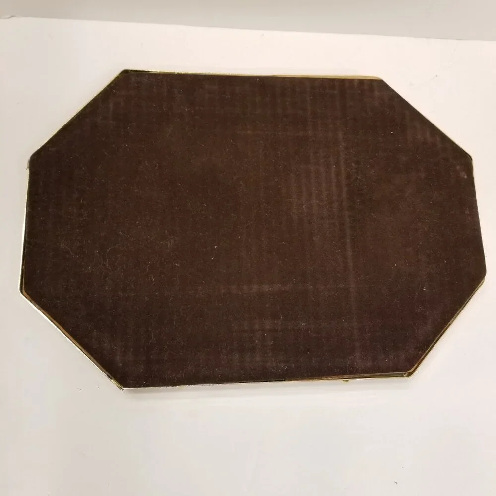 🔻REDUCED❣ Vintage Mirrored Brass Vanity P@rfume Display Octagonal Tray